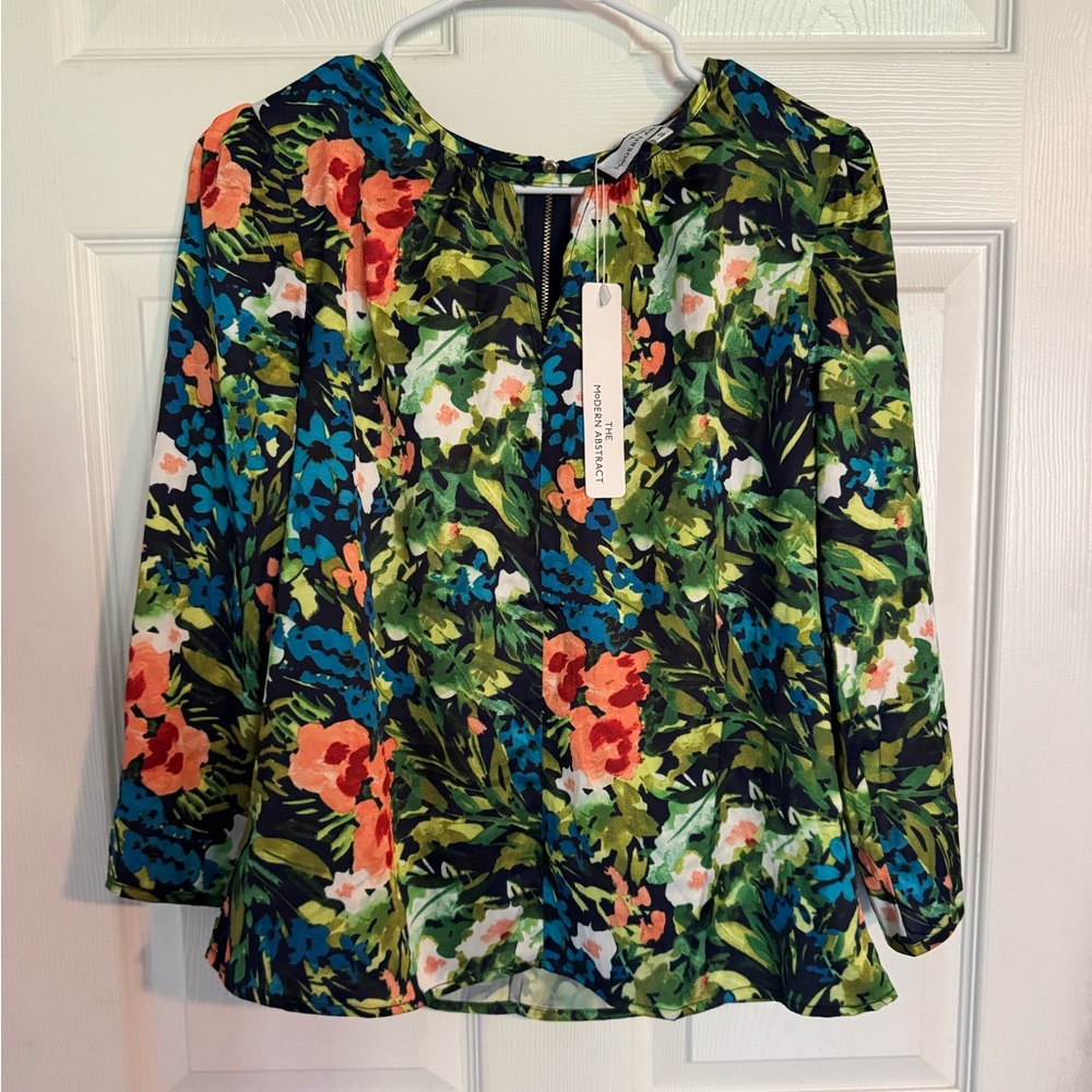 Michael Kors Green and Blue Blouse Elegant Top